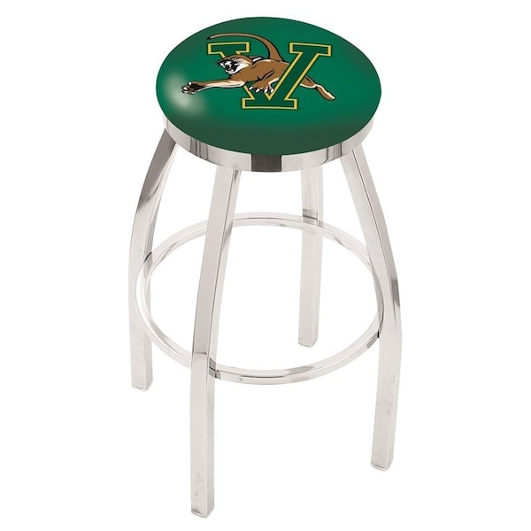25" Chrome Vermont Swivel Bar Stool, Accent Ring