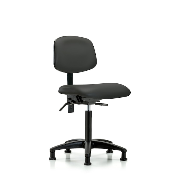 Chair, Vinyl, Med Bench, Tilt Glides, Gry, No Arms, 22" to 29" Height, Charcoal
