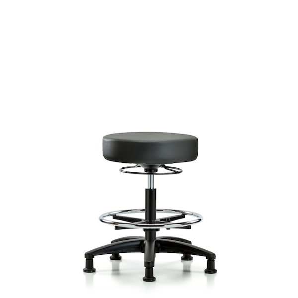 Vinyl Stool, Med Bench, Foot Ring, Glides, Carbon