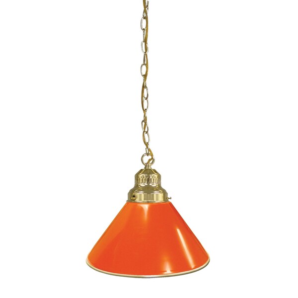 Orange Pendant Light, Brass Fixture