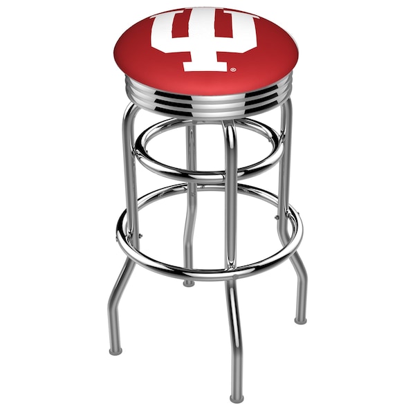 25" Chrome 2-Ring Indiana Swivel Bar Stool, Accent Ring