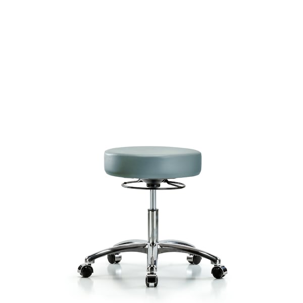 Vinyl Stool, Chrome, Desk, Casters, Storm
