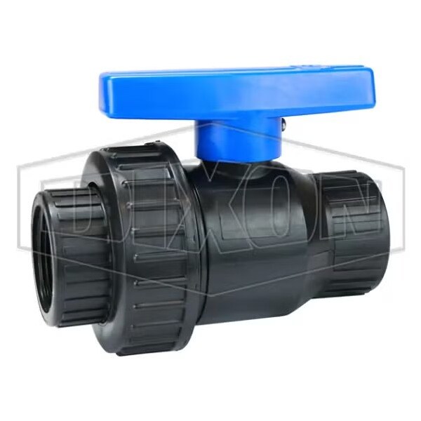 Direct Acting Single Union Ball Valve, 1-1/4 in Nominal, FNPT End Style, PTFE Ball Seat/EPDM O-Ring