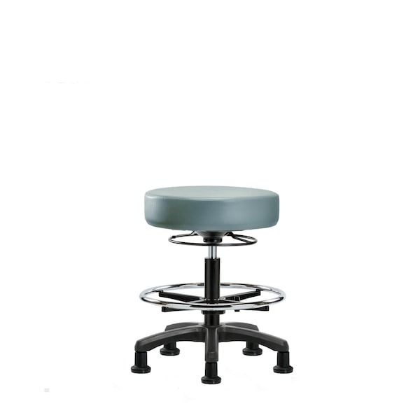 Vinyl Mini-Stool, Med Bench, CF, Glides, Storm