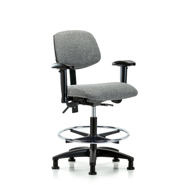 Chair, Fab, Med Bench, Tilt AA CF Glide, Gry, 6-Way Adjustable, 22" to 29" Height, Gray