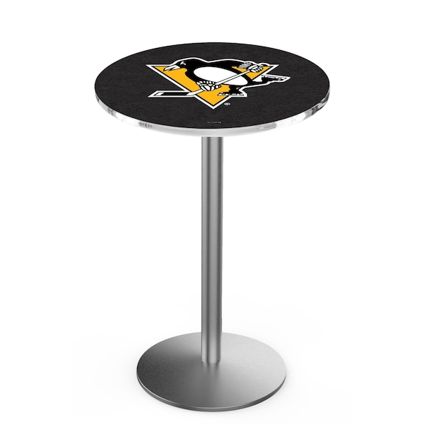 42" Stainless Steel Pittsburgh Penguins Pub Table, 36" dia. Top