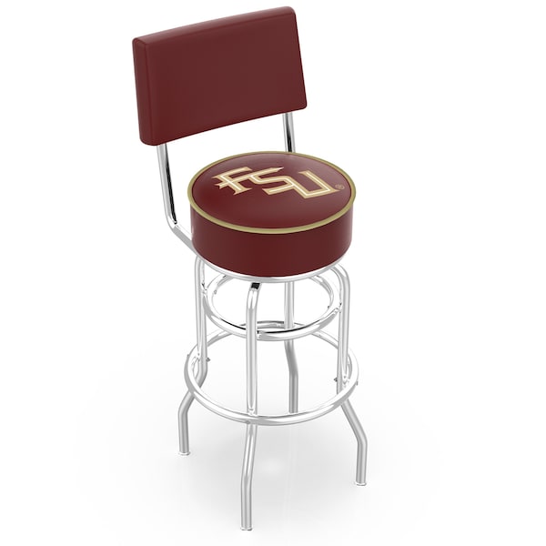 25" Chrome 2-Ring Florida State (Script) Swivel Bar Stool, Back