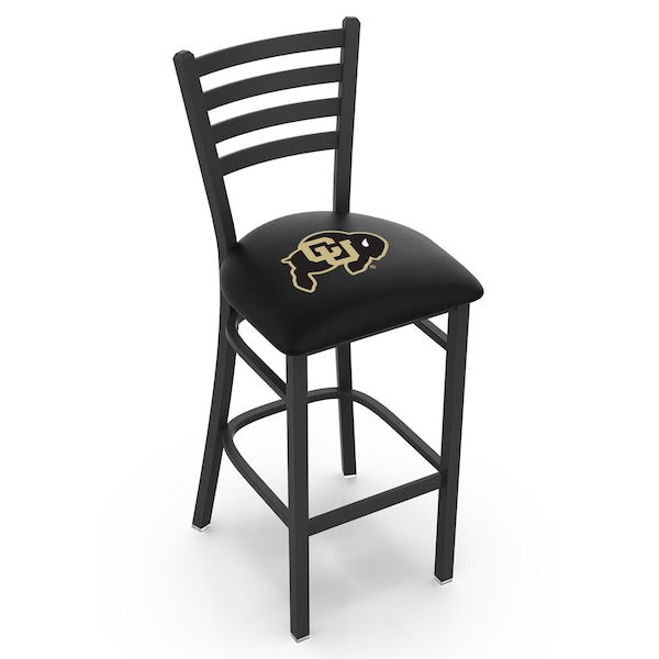 25" Blk Wrinkle Colorado Stationary Counter Stool, Ladder Back