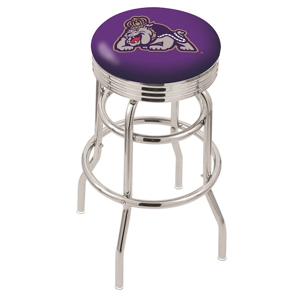 25" Chrome 2-Ring James Madison Swivel Bar Stool, Accent Ring