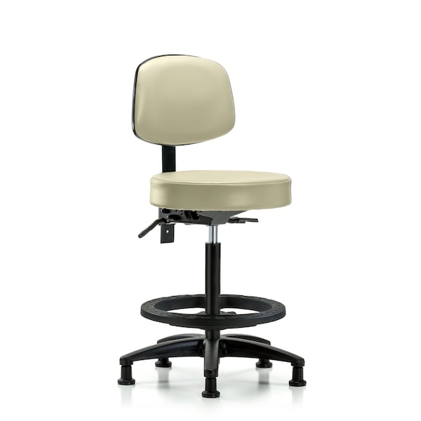 Bench Stool, Hi, Vinyl, Bk, BF, Glides, Wht
