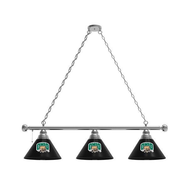 Ohio University 3 Shade Billiard Light, Chrome Fixture