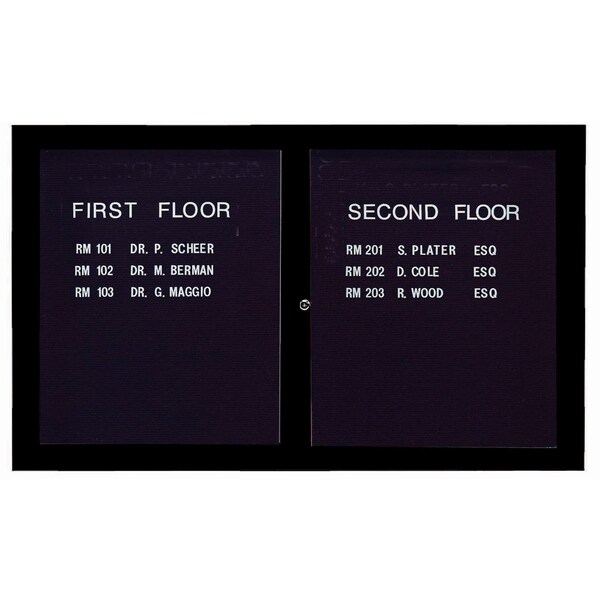 Black Framed Enclosed Letterboard Cabinet 36"x60"