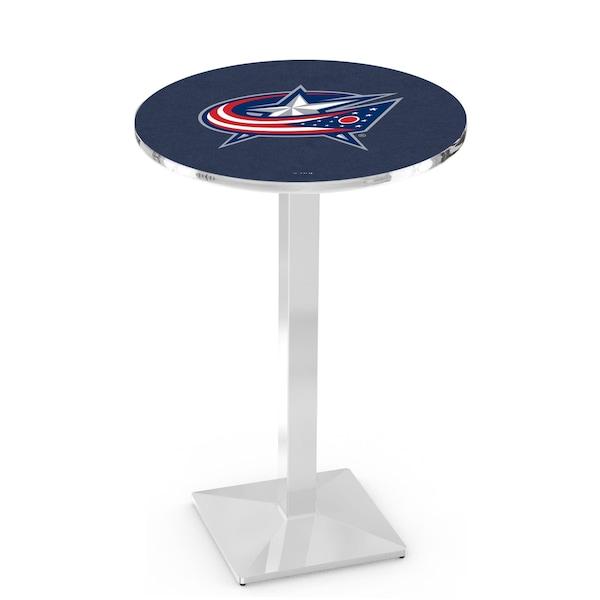42" Chrome Columbus Blue Jackets Pub Table, 36" dia. Top
