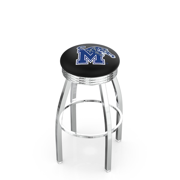 25" Chrome Memphis Swivel Bar Stool, Accent Ring