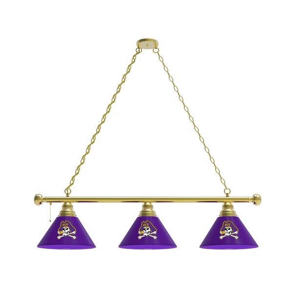 East Carolina 3 Shade Billiard Light, Brass Fixture