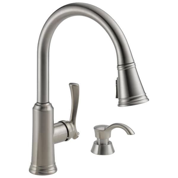 Lakeview Single Handle Pull-Down Kitchen Faucet with Soap Dispenser and ShieldSpray Technology