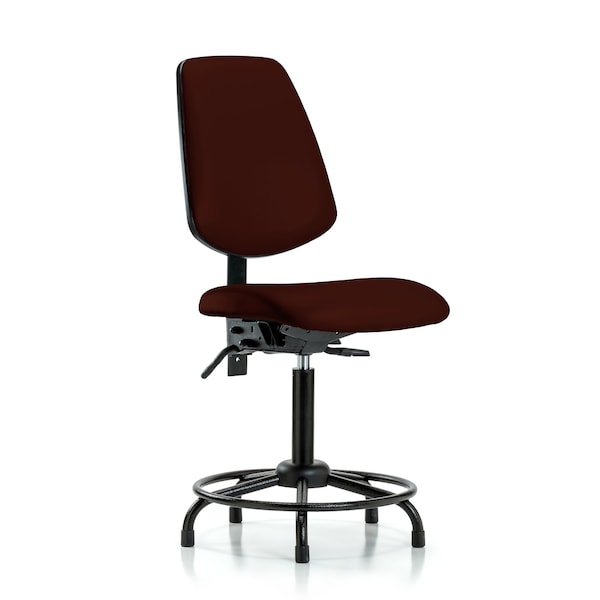 Medium Bench Chair No Arms, 22" to 29" Height, Vinyl, Burgundy