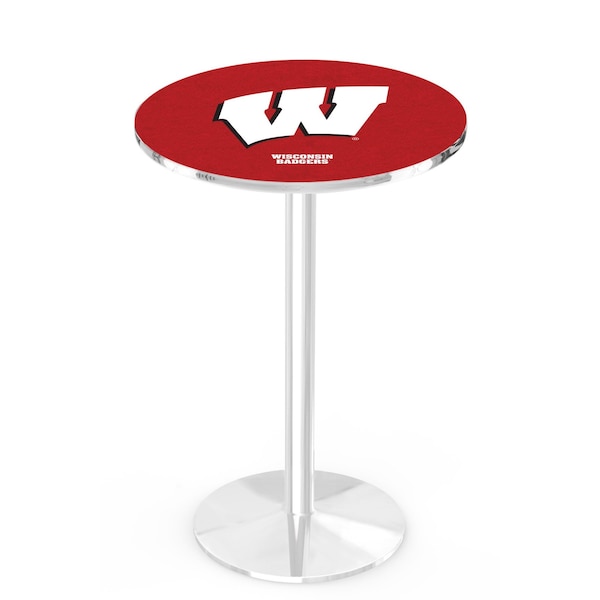 42" Chrome Wisconsin "W" Pub Table, 36" dia. Top