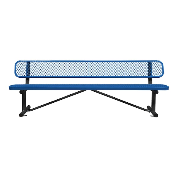 Bench/Back, Surface Mount, 8ft., Blue