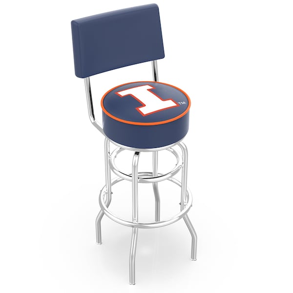 25" Chrome 2-Ring Illinois Swivel Bar Stool, Back