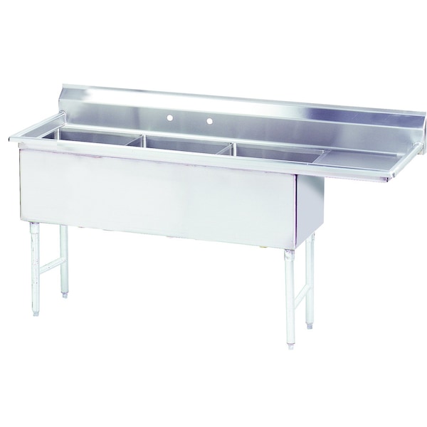 Fabricated Sink 3-compartment 24 in. right drainboard