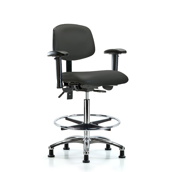 Chair, Vin, Hi Bench, Chr AA CF Glides, Gry, 6-Way Adjustable, 26" to 35-1/2" Height, Charcoal