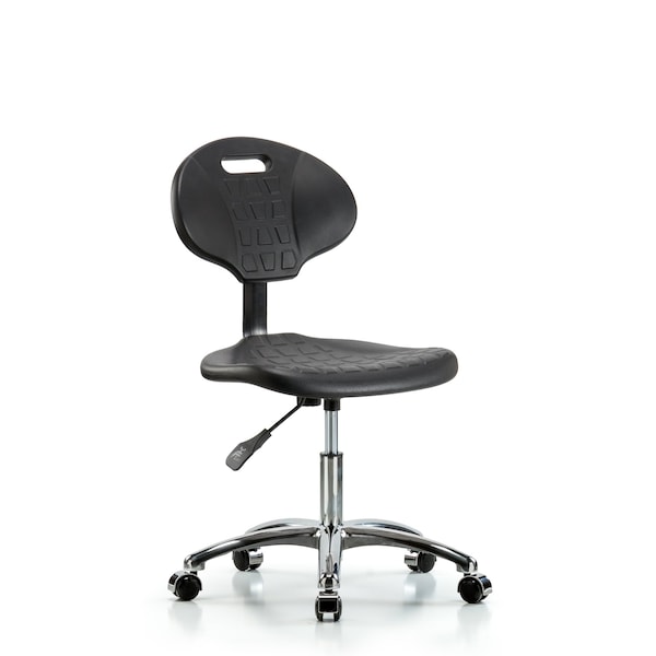 Desk Chair Erie Desk Chair, Chrome, Casters, No Arms, 17-1/2" to 22-1/2" Height, Black; Blue