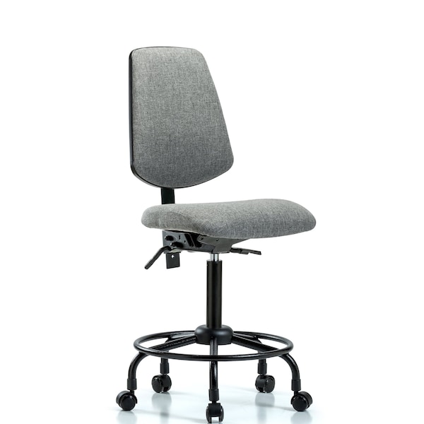Fab Med Bench Chair, Bk, RT, Cast, Gry, No Arms, 24" to 31" Height, Gray