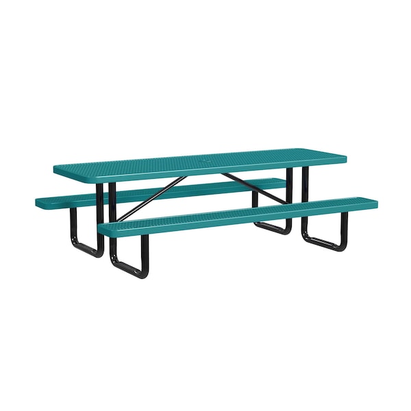 Rectangle Portable Picnic Table, Teal, 8 ft L