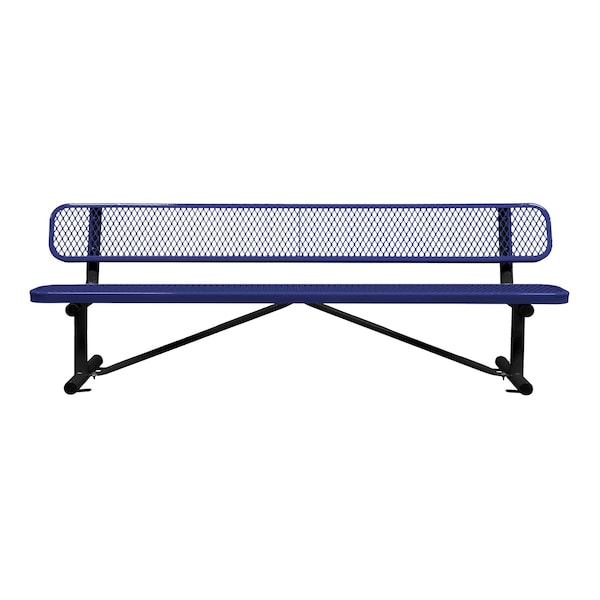 Bench/Back, Surface Mount, 8ft., Navy