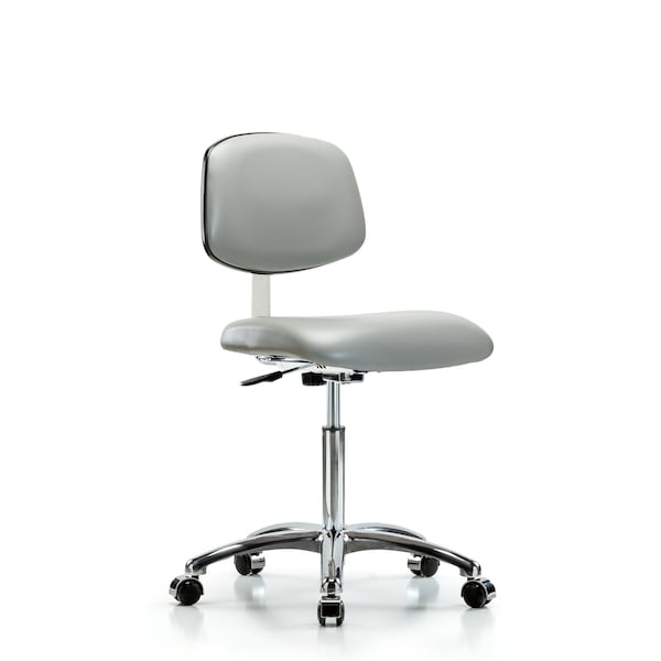Clean Room Chair Med Ben Chair, Vin, Chrm, Casters, Dov, CL10, 22" to 29" Height, Vinyl, Dove
