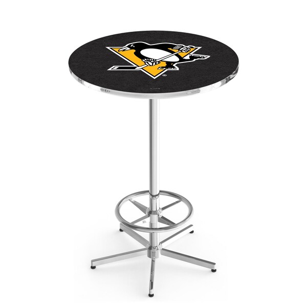 42" Chrome Pittsburgh Penguins Pub Table, 36" dia. Top