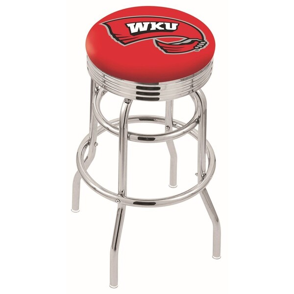 25" Chrome 2-Ring Western Kentucky Swivel Bar Stool, Accent Ring