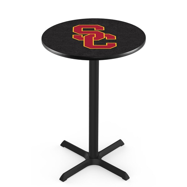 42" Blk Wrinkle USC Trojans Pub Table, 36" dia. Top