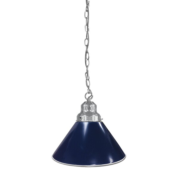 Dark Blue Pendant Light, Chrome Fixture