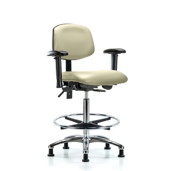 Chair, Vin, Hi Bench, Chr AA CF Glides, Wht, 6-Way Adjustable, 26" to 35-1/2" Height, Adobe White