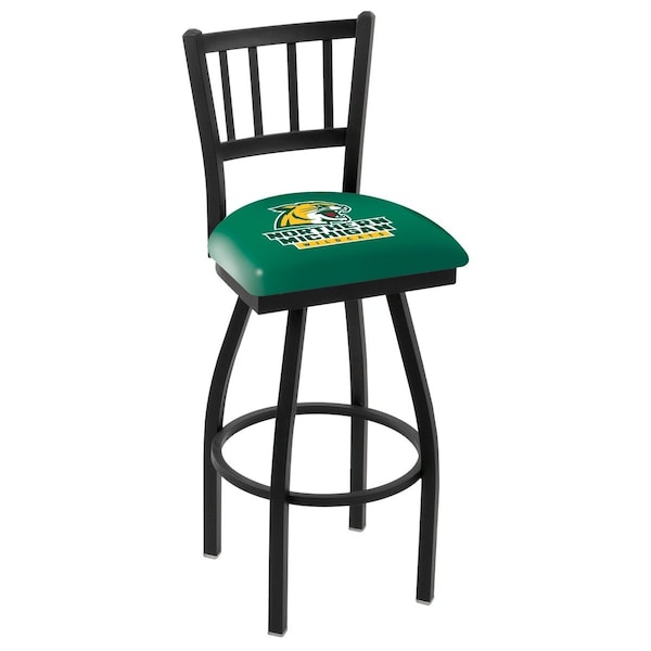 25" Blk Wrinkle Northern Michigan Swivel Bar Stool, Jailhouse Back