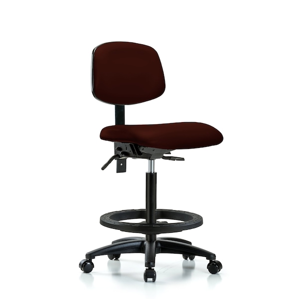 Chair, Fabric, Med Bench, Chr CF Glides, Blu, No Arms, 26" to 35" Height, Burgundy