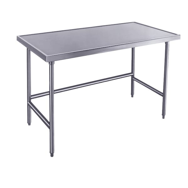Work Table 96 in.W x 48 in.D 14 gauge 304 stainless steel top with countertop non drip edge