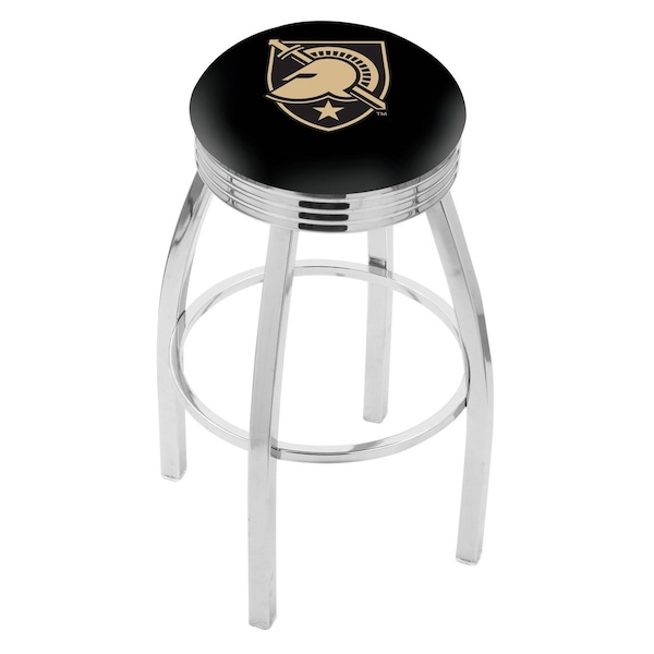 25" Chrome US Military Academy ARMY Swivel Bar Stool, Accent Ring
