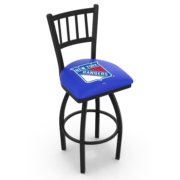 25" Blk Wrinkle New York Rangers Swivel Bar Stool, Jailhouse Back