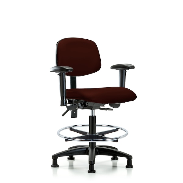 Chair, Vinyl, Med Bench, AA CF Glides, Burg, 6-Way Adjustable, 22" to 29" Height, Burgundy
