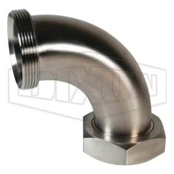 90Deg Elbow with Hex Nut, 3 in, Thread Beveled Seat x Plain Beveled Seat, 304 SS, Domestic
