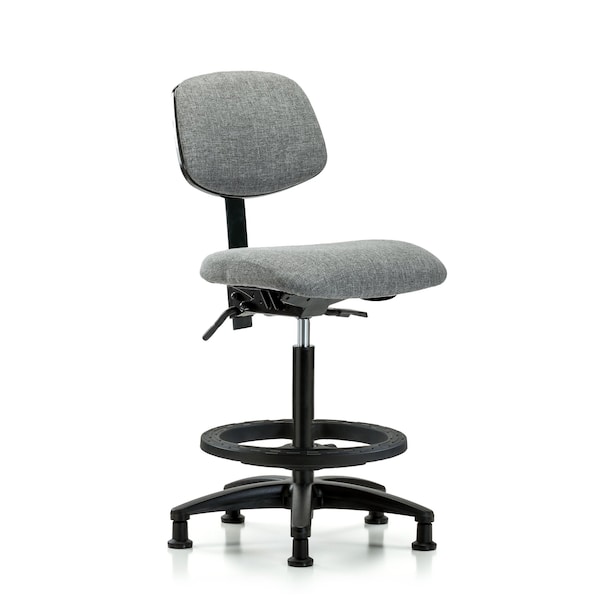 Chair, Fabric, Hi Bench, Tilt BF Glides, Gry, No Arms, 26" to 35-1/2" Height, Grey