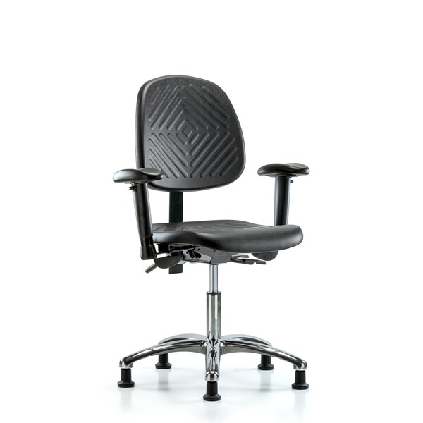 Desk Chair Dsk Chair, Med, Poly, Bk Chr, Tilt AA, Glides, Adjustable Arms, 17" to 22" Height