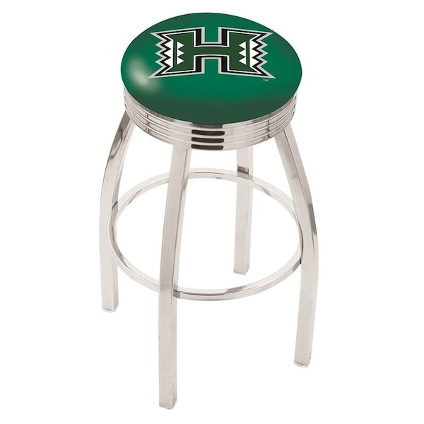 25" Chrome Hawaii Swivel Bar Stool, Accent Ring