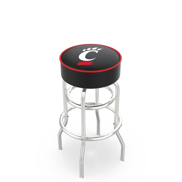 25" Cincinnati Cushion Seat, 2-Ring Chrome Swivel Bar Stool