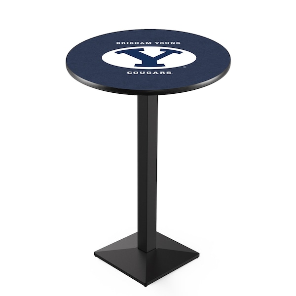 42" Blk Wrinkle Brigham Young Pub Table, 36" dia. Top