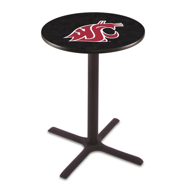 42" Blk Wrinkle Washington State Pub Table, 36" dia. Top