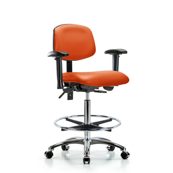 Chair, Vin, Hi Bench, Chr AA CF Cast, Orange, 6-Way Adjustable, 26" to 35-1/2" Height, Orange Kist